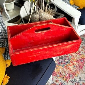 Primitive Red Wood Caddy Carrier